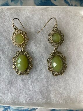 Demdaco Green Filigree Drop Earrings